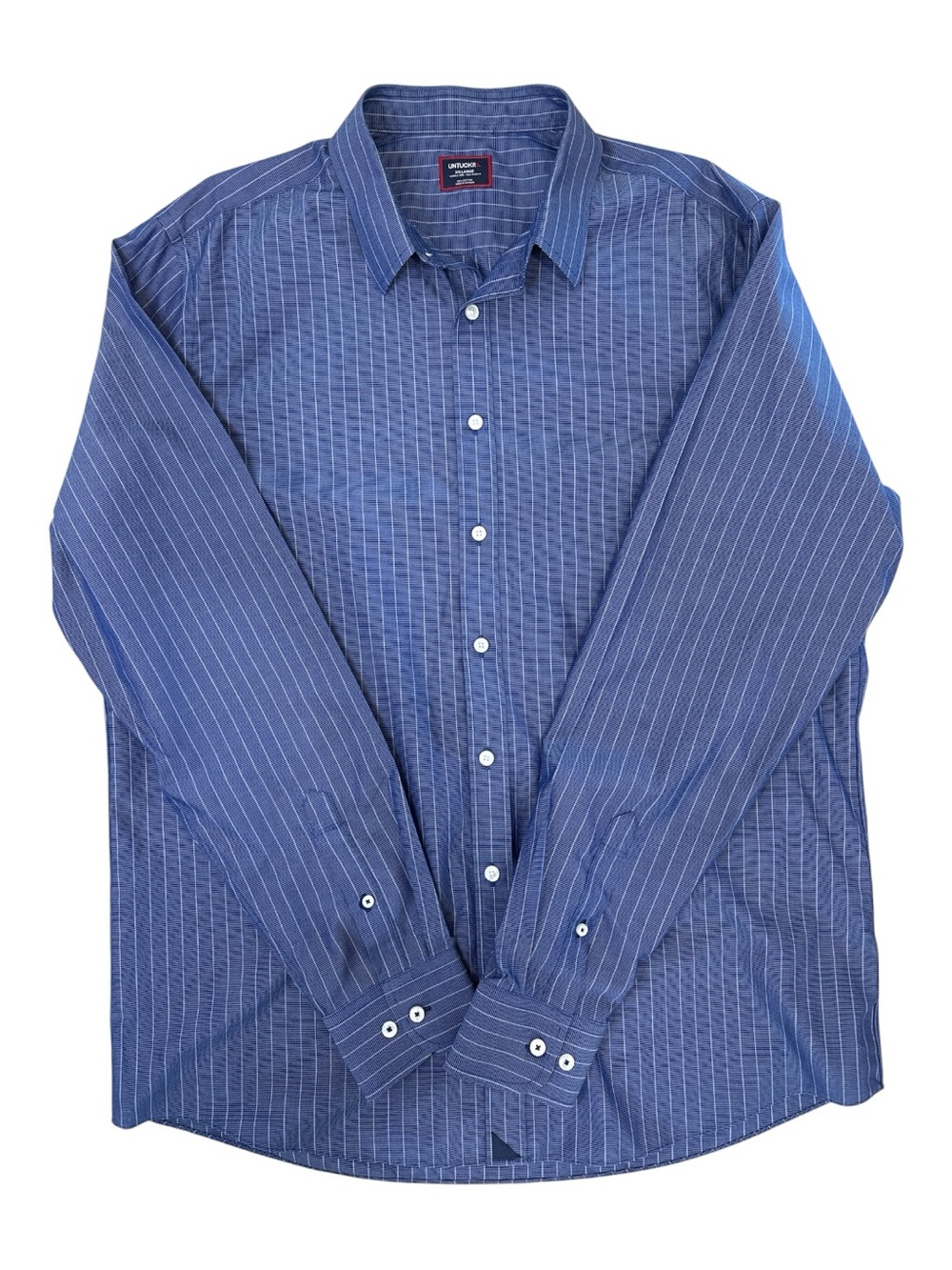 UNTUCKit Wrinkle Free Gifford-WF Navy Striped Shirt Size XXL Tall Slim Fit